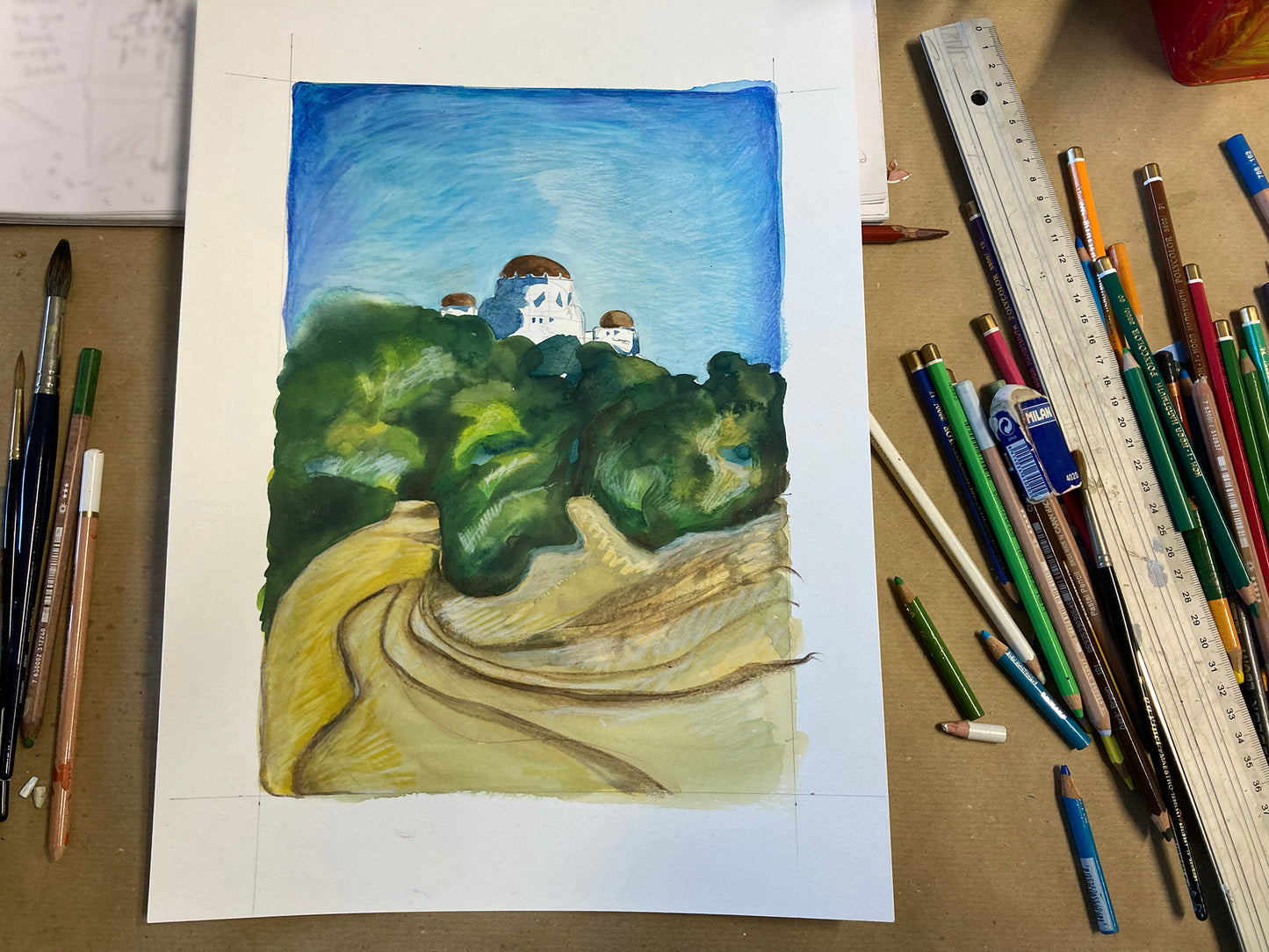 Observatoire - Aquarelle sur papier