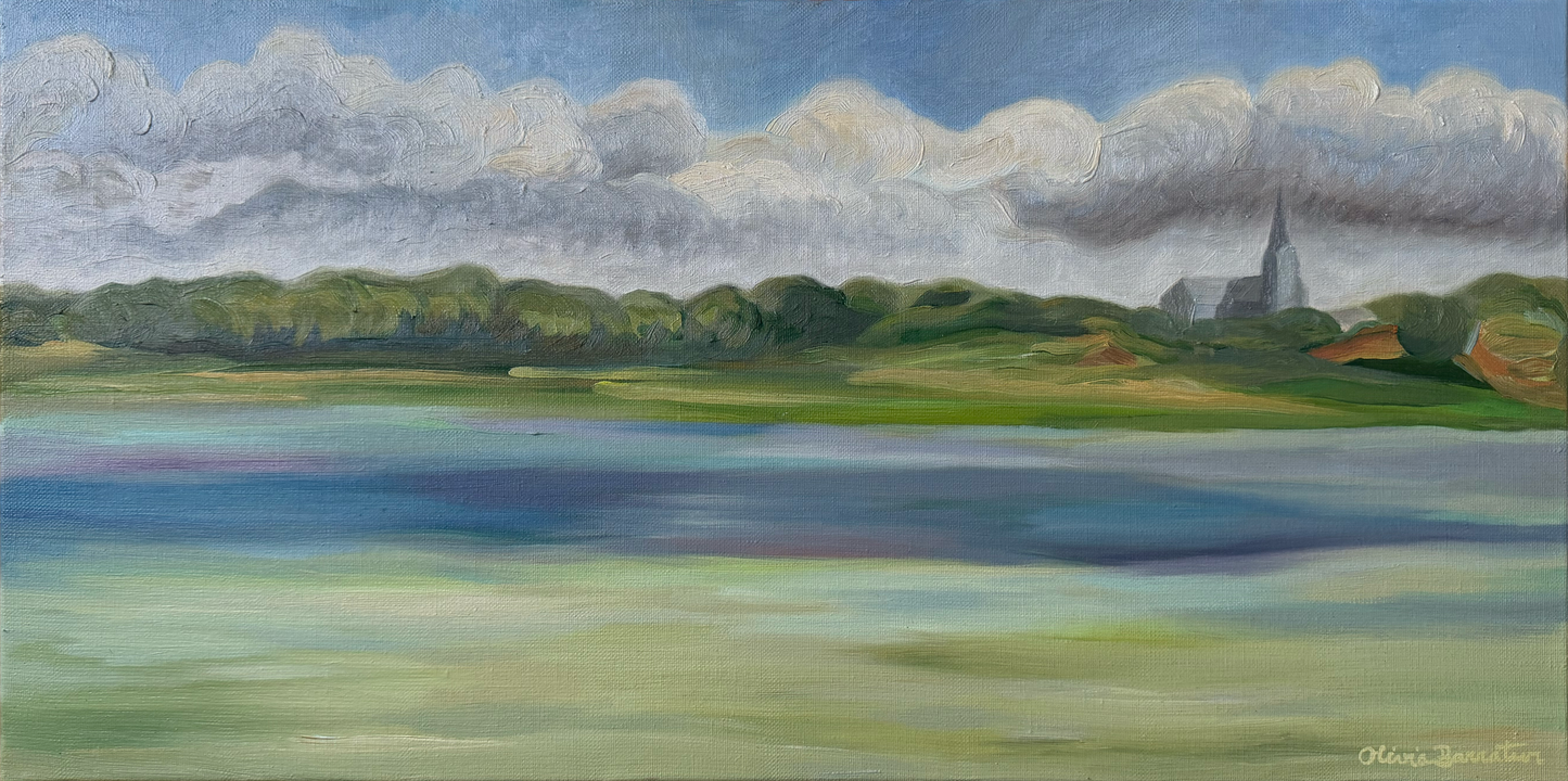 Paysage - vue vers l'église de Ploubalay