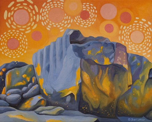 Rochers sous une pluie de feux d’artifices