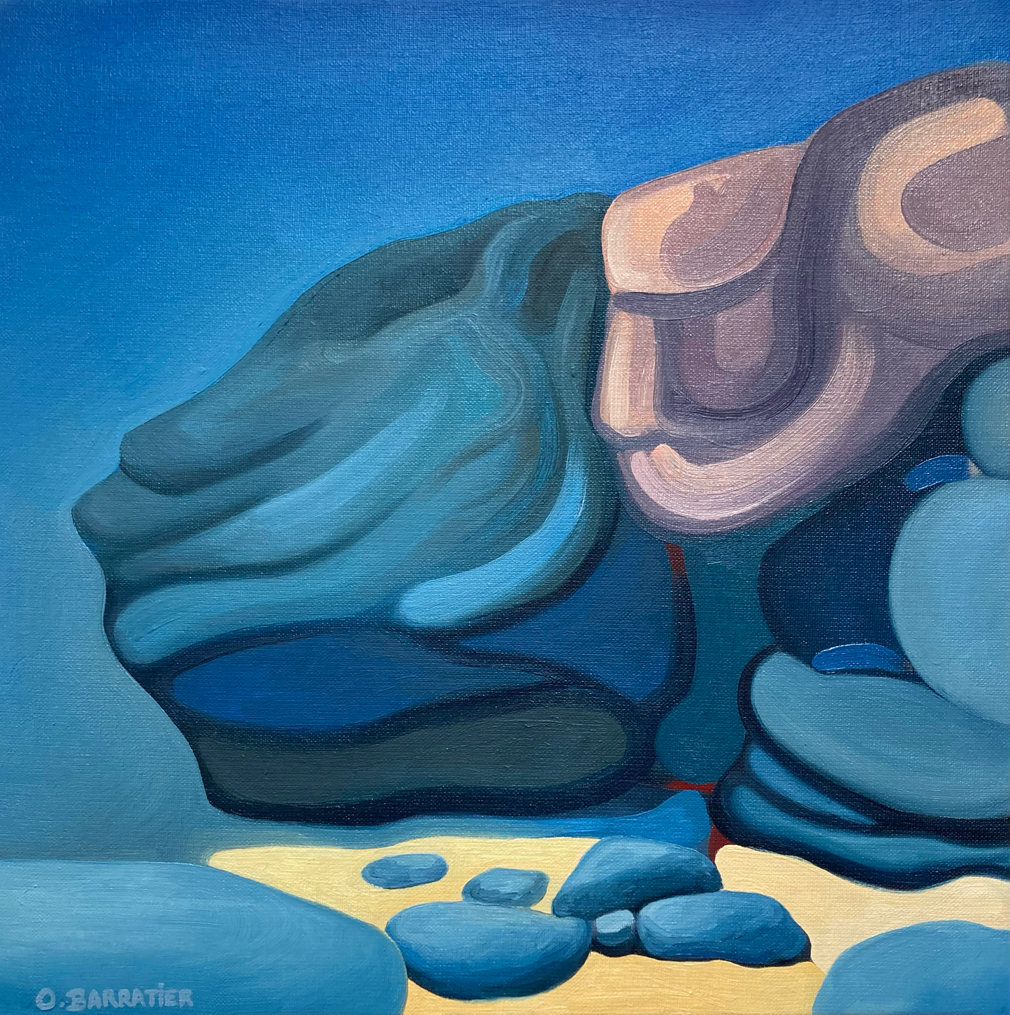 L'Esprit des Rochers 10 - peinture à l'huile 40 x 40 cm disponible