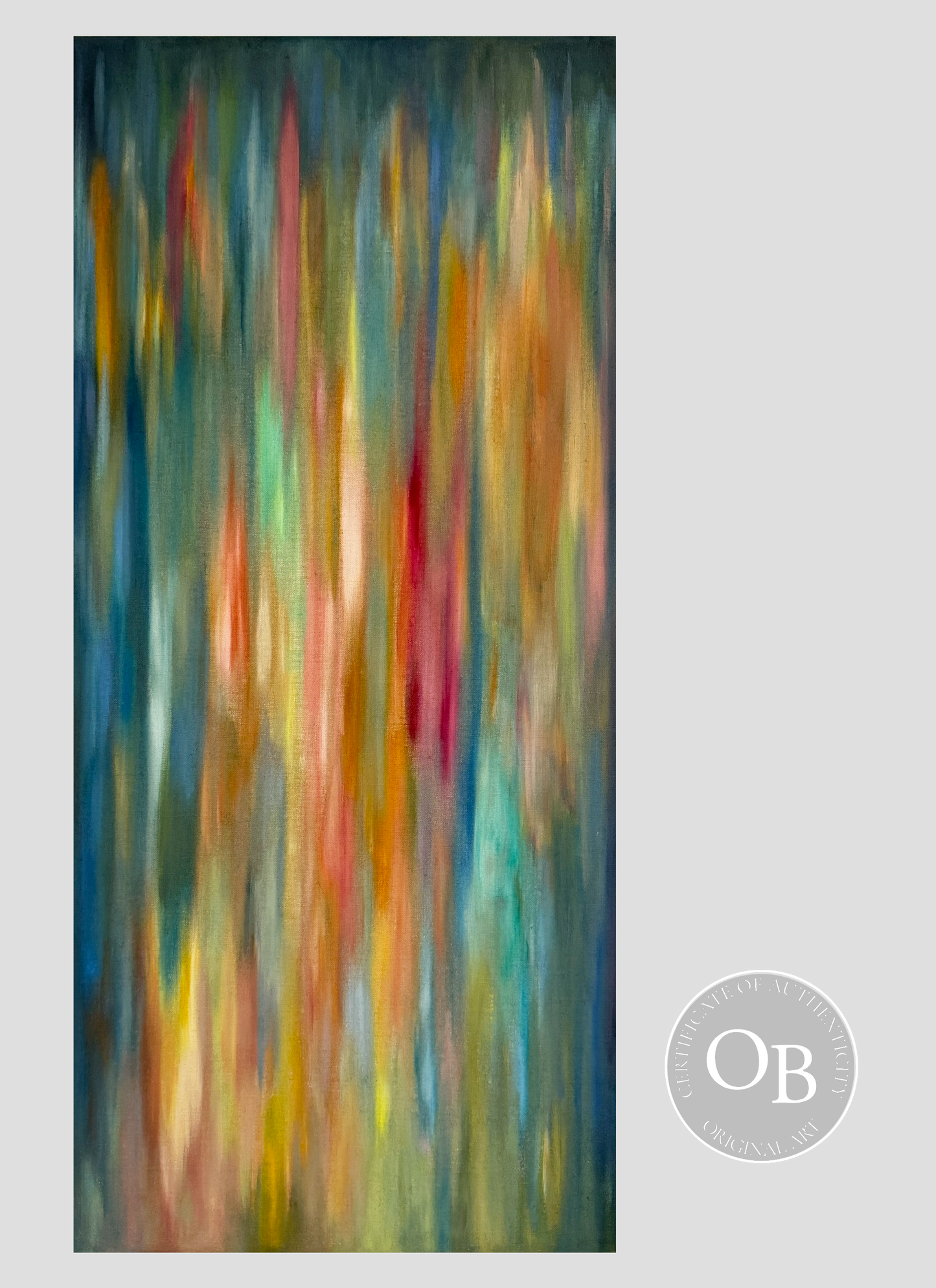 Rythme 11 - peinture à l'huile 43 x 96 cm disponible