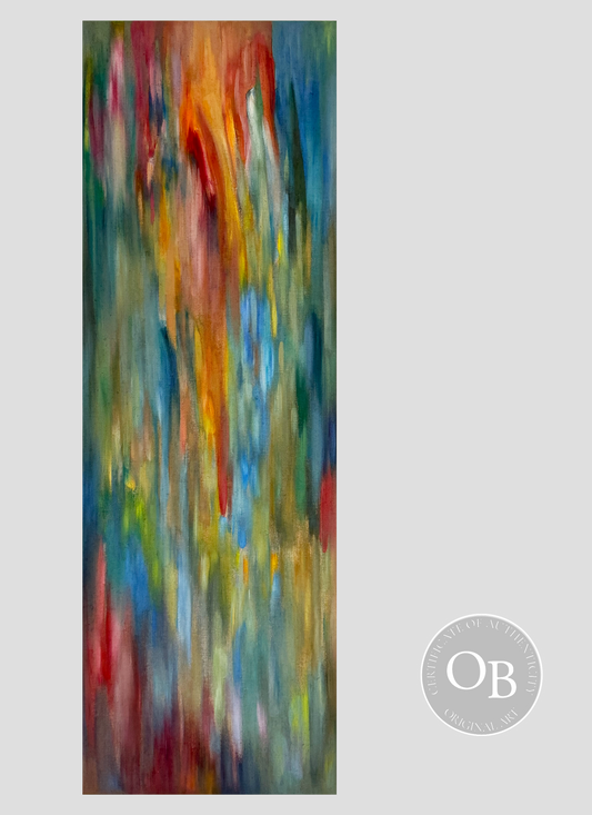 Rythme 15 - peinture à l'huile 30 x 89 cm disponible