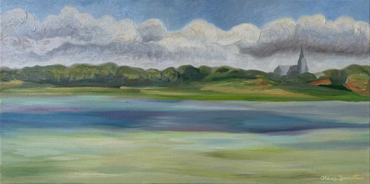 Paysage - vue vers l'église de Ploubalay