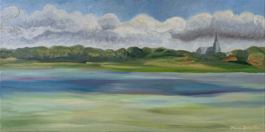 Paysage - vue vers l'église de Ploubalay